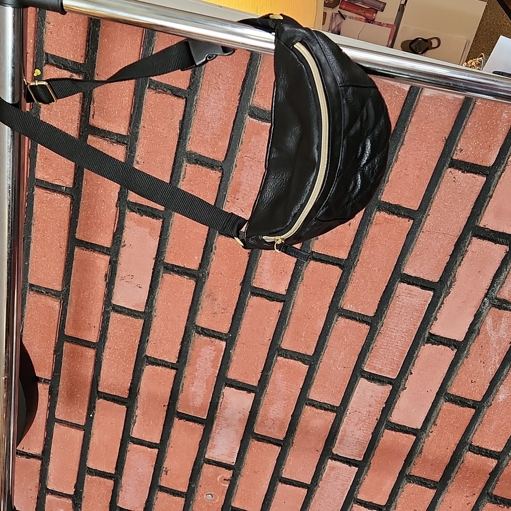 Black vinyl fanny pack